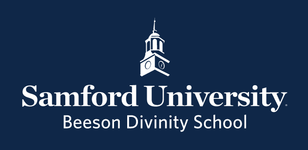 Samford University Beeson Divinity School, one-color (white), centered variant