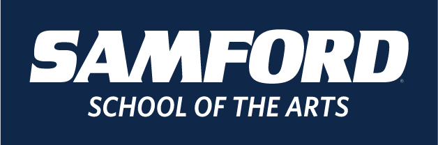 SAMFORD SCHOOL OF THE ARTS, one-color white on navy variant