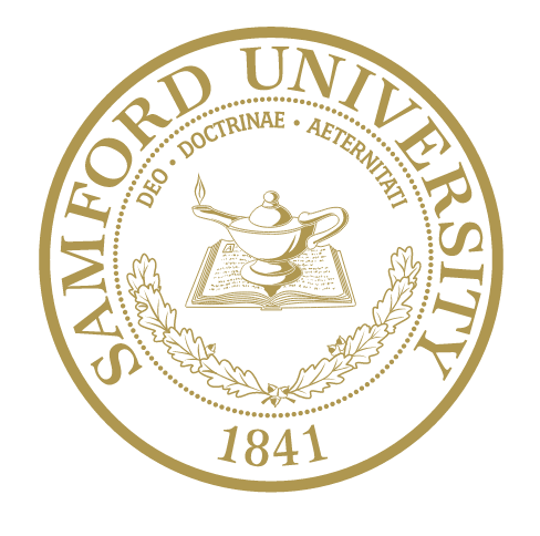 Samford University Seal, metallic gold variant
