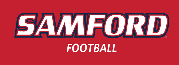 Samford Football wordmark, Navy-Red-White with White Team Name variant