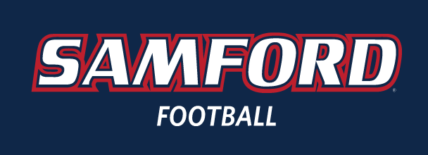 Samford Football wordmark, Red-Navy-White with White Team Name variant