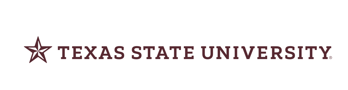 Texas State University primary mark, single-line maroon/gold variant, cell 57