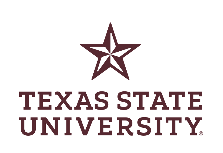 Texas State University secondary mark, stacked maroon/gold variant, cell 63