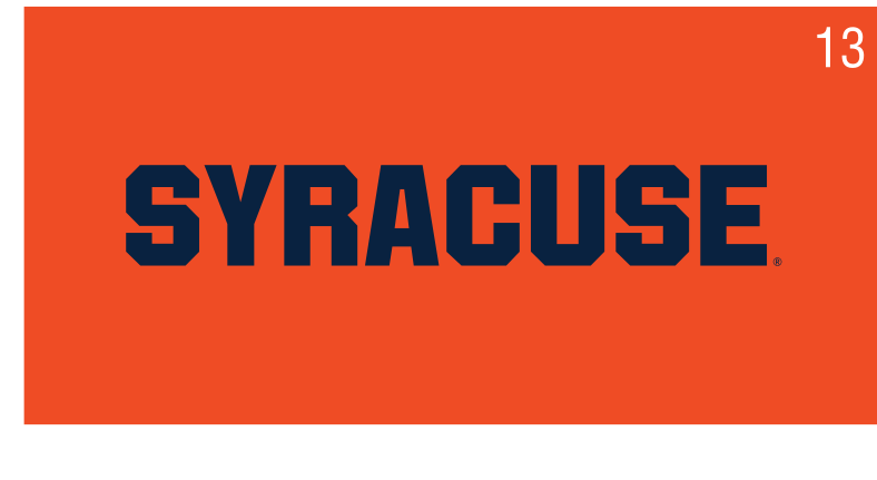 SYRACUSE wordmark, blue on orange variant, cell 13