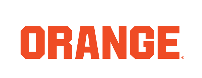 ORANGE wordmark, orange with blue outline variant, cell 8