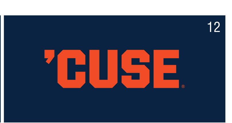 'CUSE wordmark, orange with white outline on blue variant, cell 12