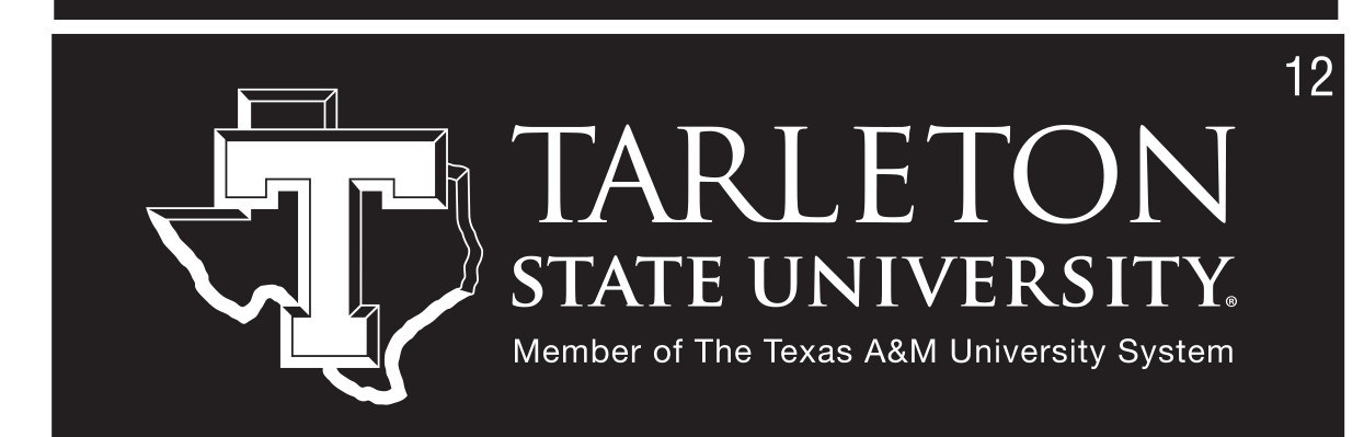 T with Texas map and wordmark with system text, white on black variant, cell 12