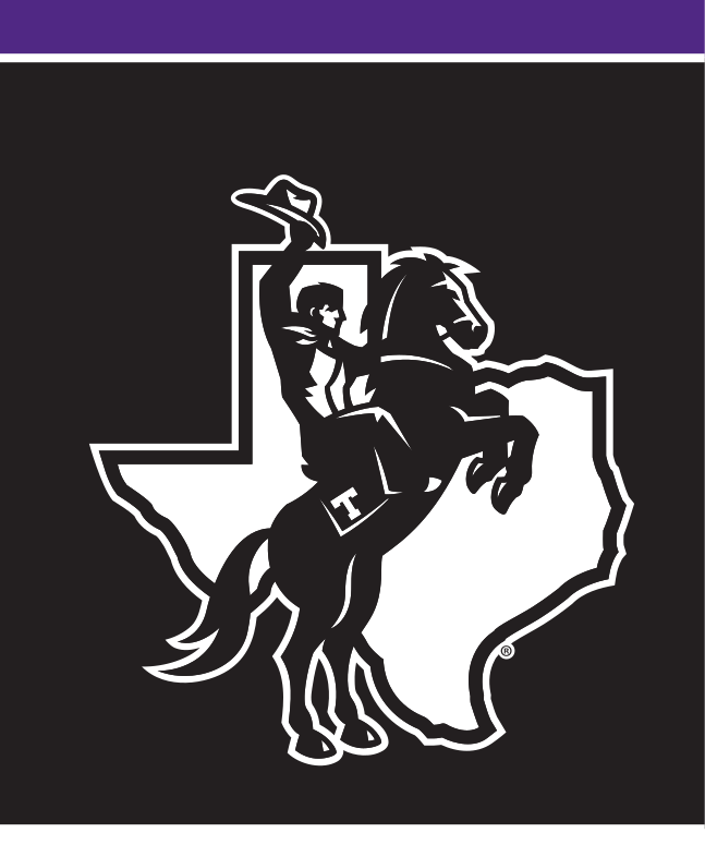 Mascot on Texas map, white on black variant, cell 26