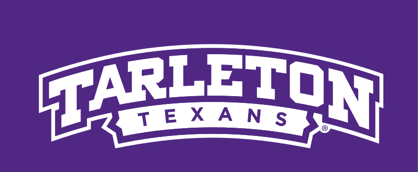 Tarleton Texans wordmark, white on purple variant, cell 24