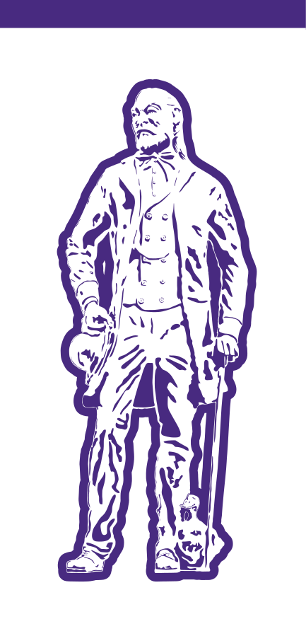 John Tarleton statue, purple outline variant