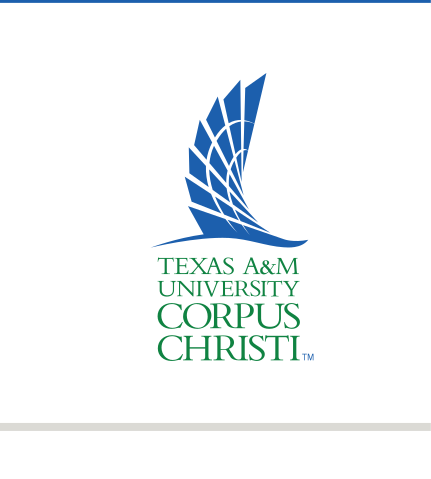 TAMUCC logo, stacked color variant, cell 34