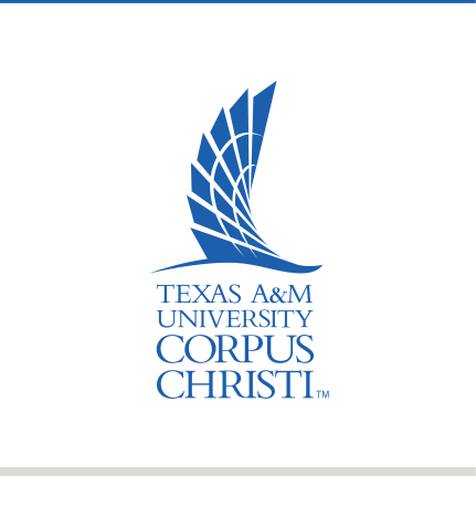 TAMUCC logo, stacked blue variant, cell 35