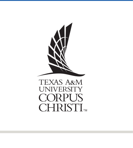TAMUCC logo, stacked black variant, cell 36