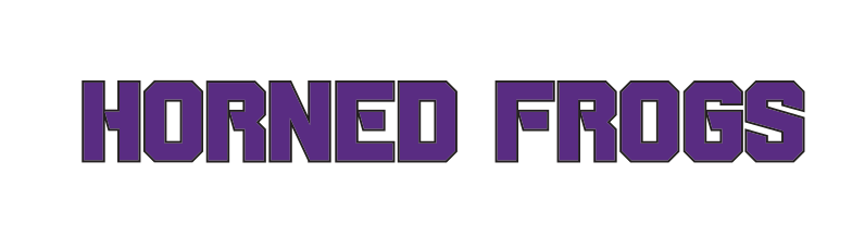 Horned Frogs wordmark, purple with white outline variant, cell 9
