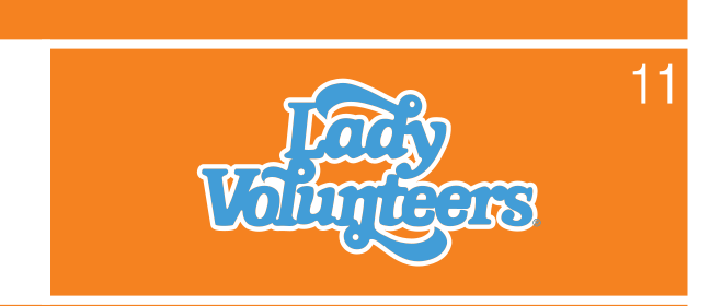 Lady Volunteers wordmark, blue/white on orange variant, cell 11