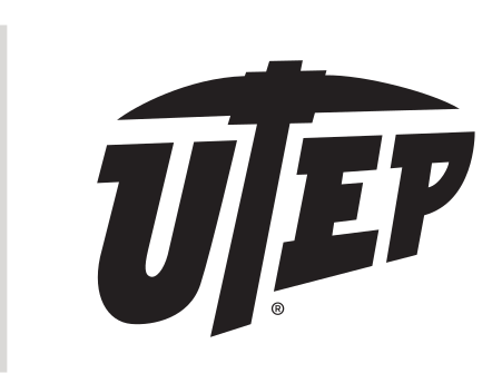 UTEP wordmark with pickaxe, black variant, cell 5
