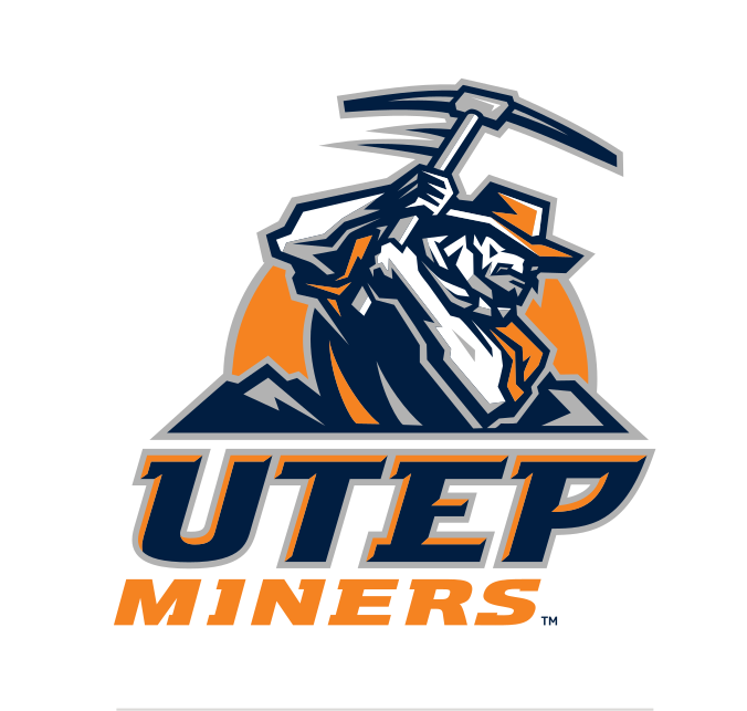 Paydirt Pete mascot with UTEP MINERS wordmark, full color variant, cell 22