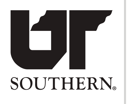 UT Southern secondary logo, black/black, stacked variant, cell 15