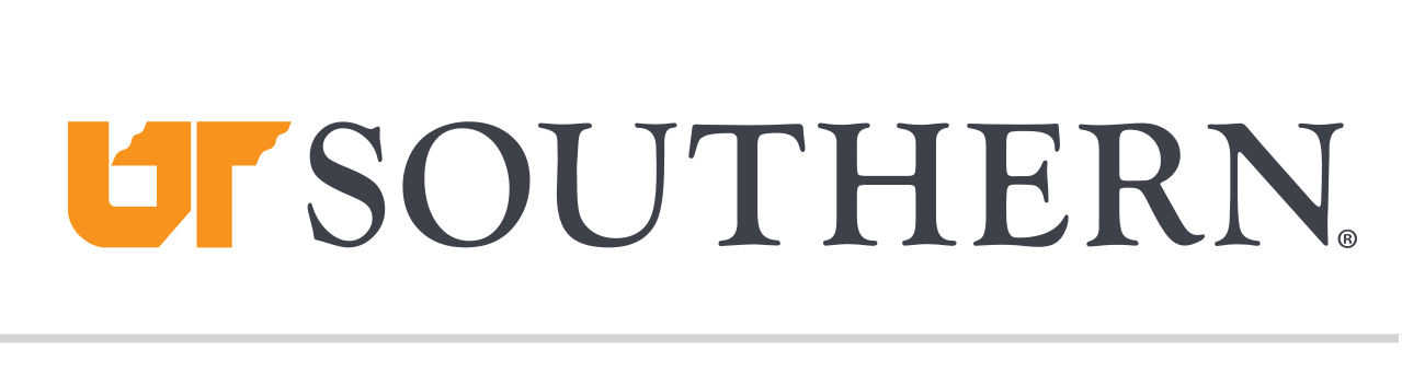 UT Southern secondary logo, orange/black, horizontal variant, cell 18