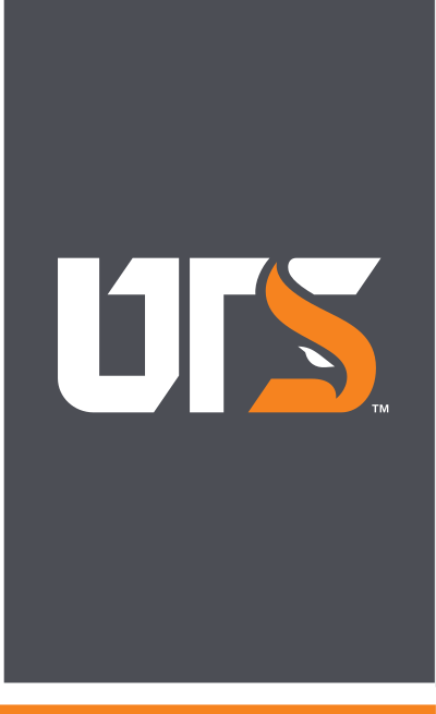 UTS lettermark, full color on grey variant, cell 35