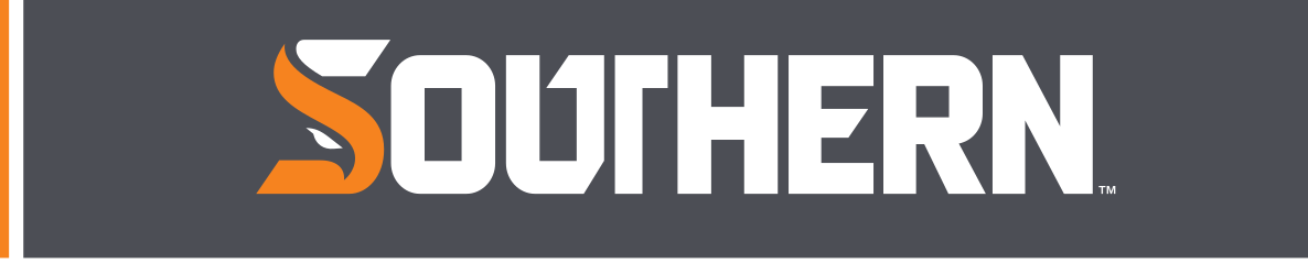 Southern wordmark, full color on grey variant, cell 43