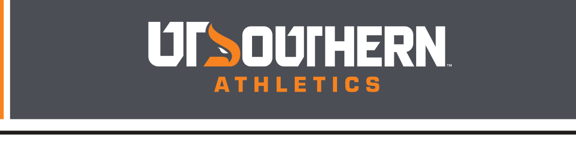 UT Southern Athletics wordmark, full color on grey variant, cell 47