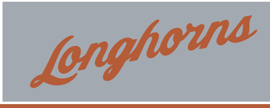 Longhorns script, orange on grey variant, cell 32