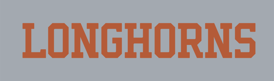 LONGHORNS wordmark, straight, orange on light grey variant, cell 47