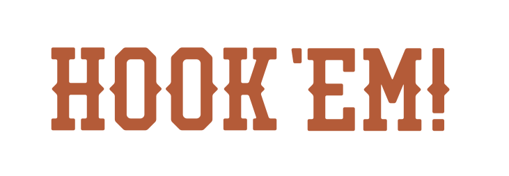 HOOK 'EM! wordmark, orange variant, cell 81
