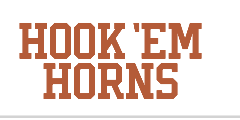 HOOK 'EM HORNS wordmark, stacked, orange on white variant, cell 56
