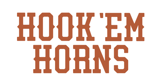 HOOK 'EM HORNS wordmark, orange variant, cell 86