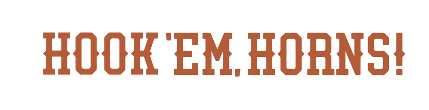 HOOK 'EM, HORNS! wordmark, orange variant, cell 91
