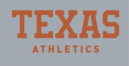 Texas Athletics wordmark, orange on grey variant, cell 100