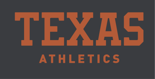 Texas Athletics wordmark, orange on dark grey variant, cell 102
