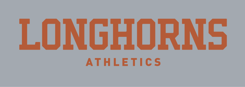 Longhorns Athletics wordmark, orange on grey variant, cell 105