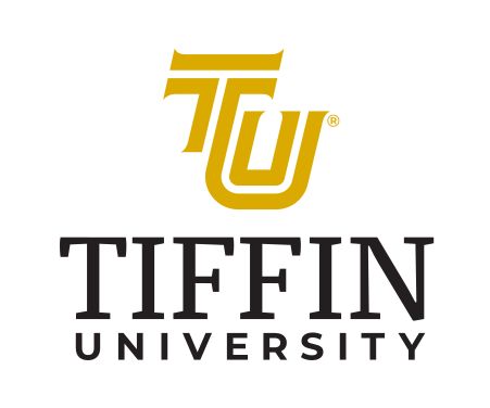 TIFFIN UNIVERSITY stacked lockup, gold/green variant, cell 7