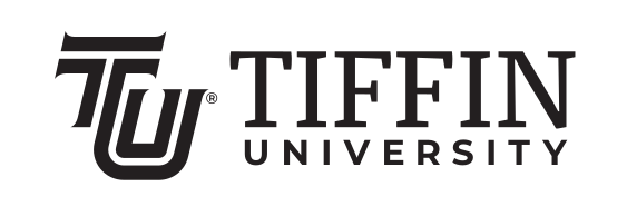 TIFFIN UNIVERSITY horizontal lockup, black variant, cell 19