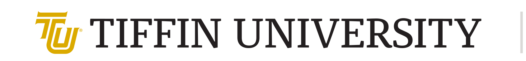 TIFFIN UNIVERSITY horizontal lockup, gold/green variant, cell 23