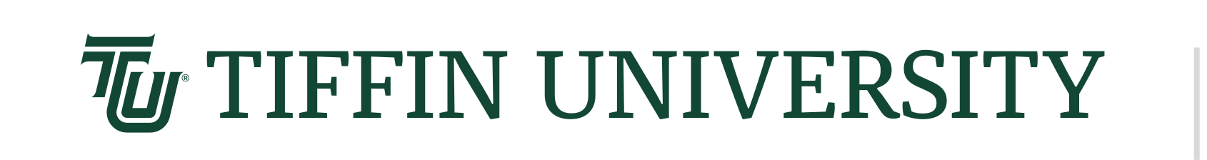 TIFFIN UNIVERSITY horizontal lockup, green/black variant, cell 25