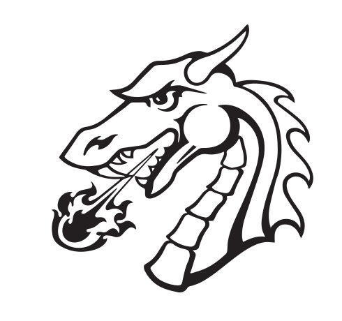 mascot dragon head, black outline variant, cell 64