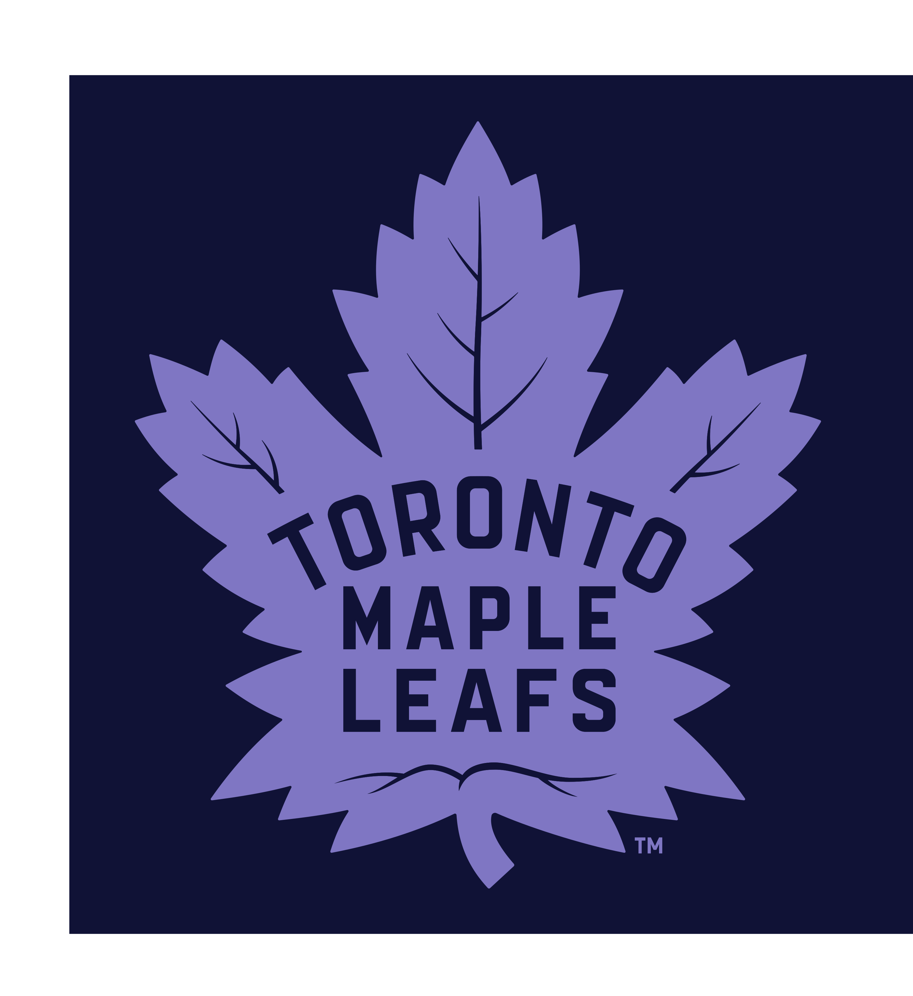 Toronto Maple Leafs primary logo, purple on dark blue background variant