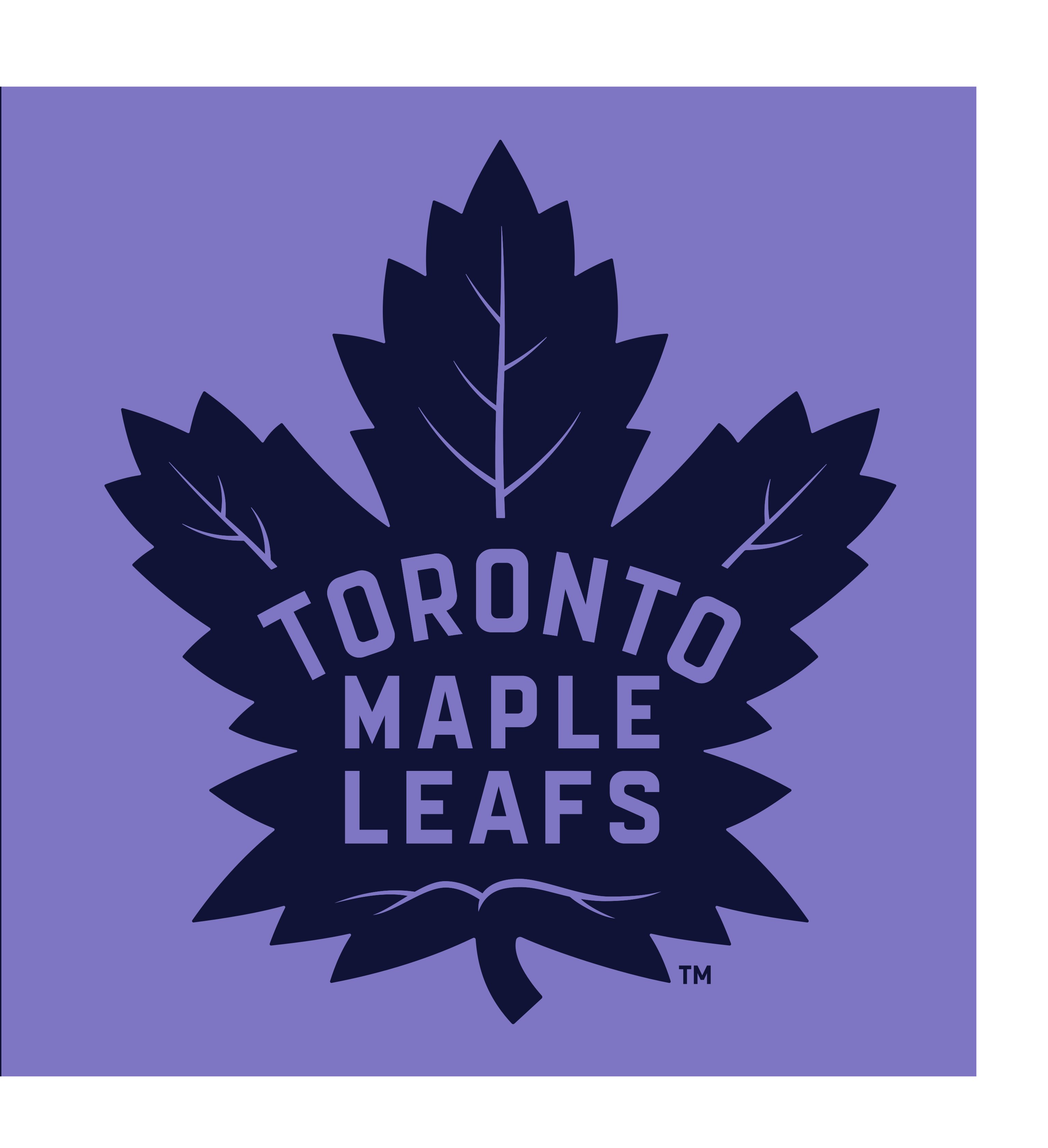 Toronto Maple Leafs primary logo, dark blue on purple background variant
