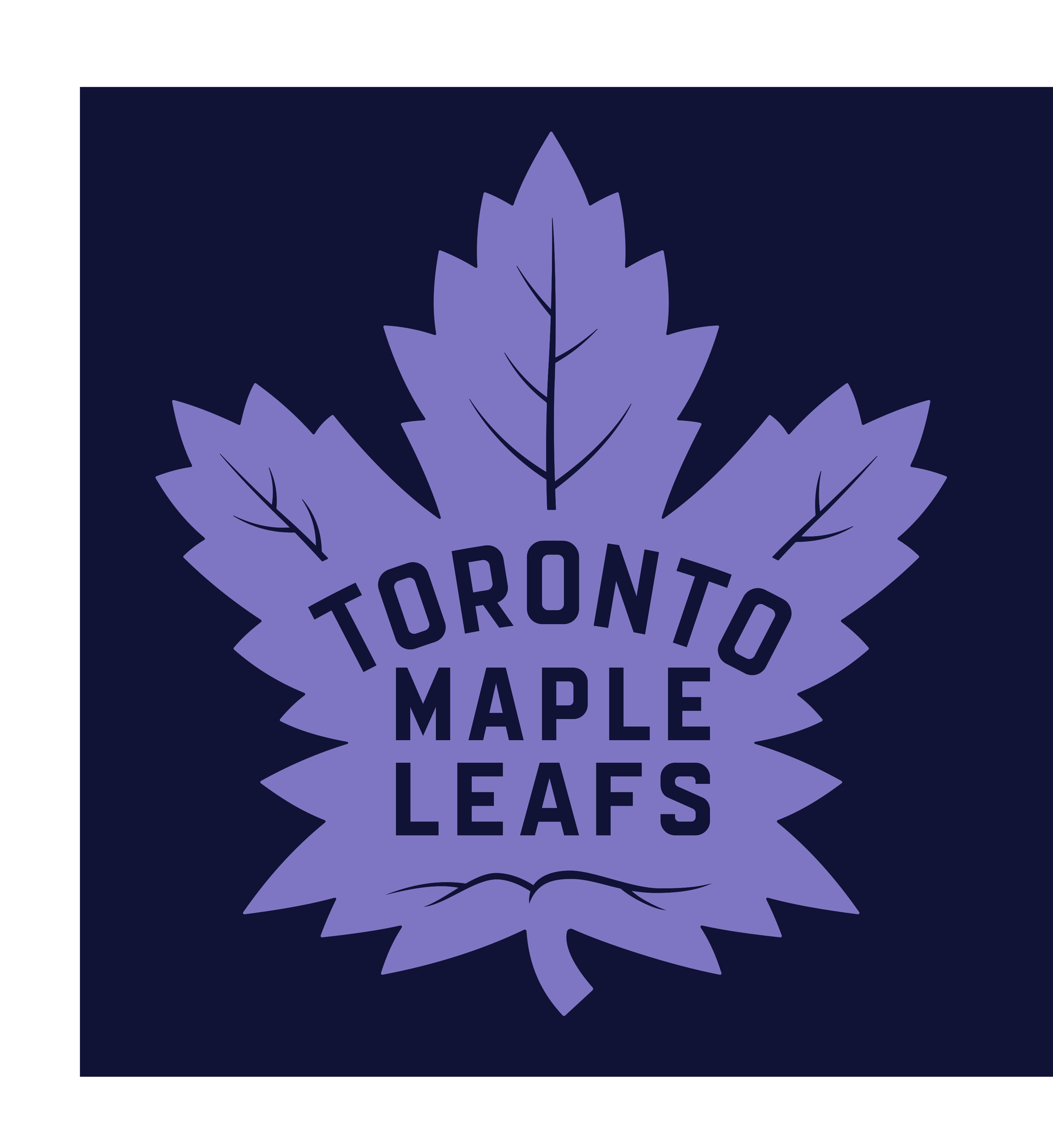 Toronto Maple Leafs primary logo, purple on dark blue background, embroidery version variant
