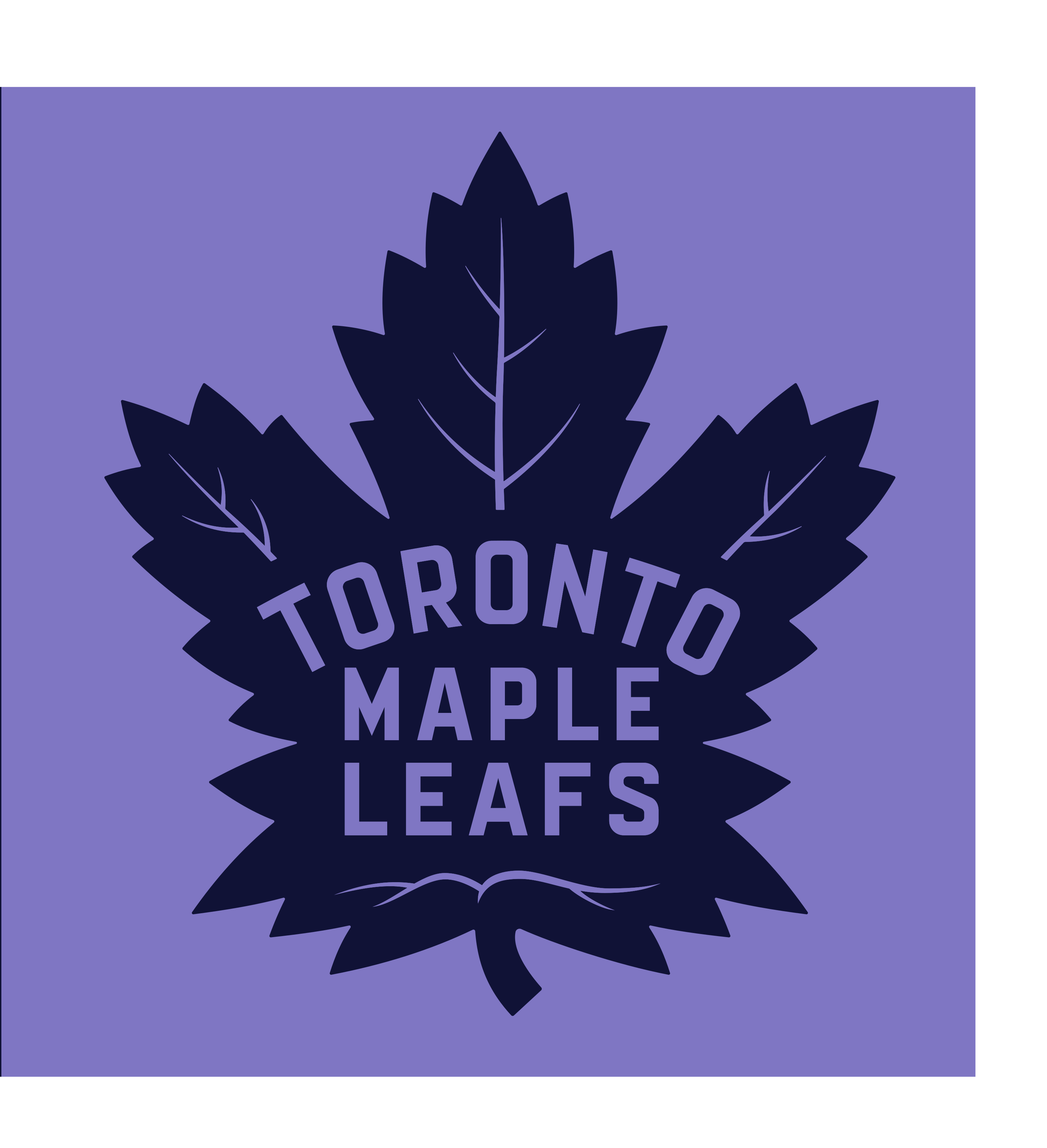Toronto Maple Leafs primary logo, dark blue on purple background, embroidery version variant