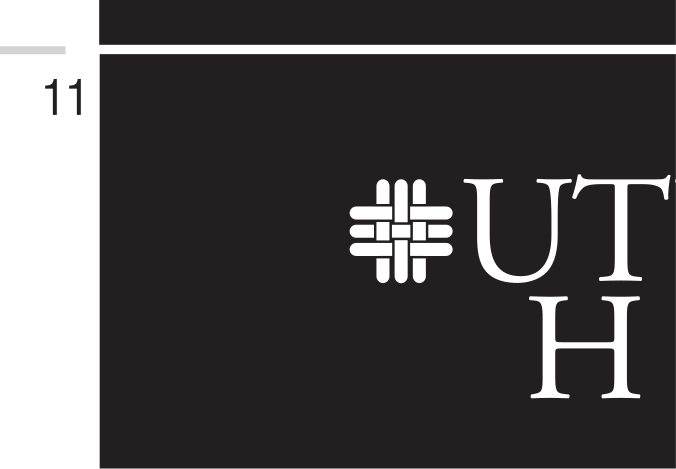 UTHealth Houston logo, icon above, two-line wordmark, black variant, cell 15