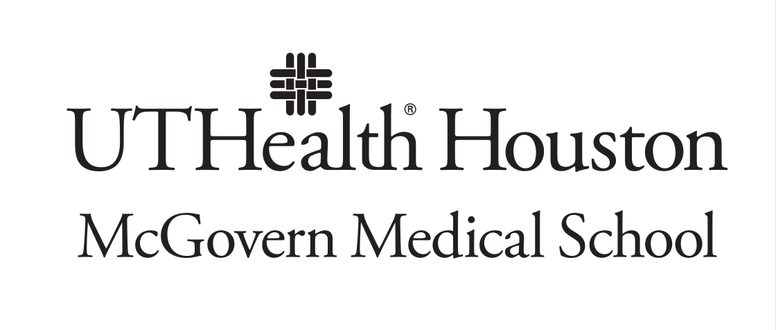 McGovern Medical School logo, horizontal, black, outlined icon variant, cell 25