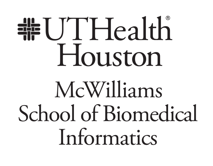 McWilliams School of Biomedical Informatics logo, stacked black variant, cell 63