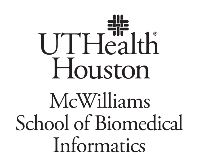 McWilliams School of Biomedical Informatics logo, stacked black alternate variant, cell 64