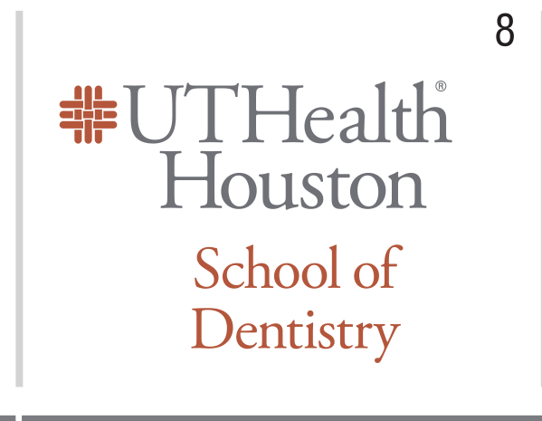 UTHealth Houston School of Dentistry, vertical, icon left, orange/black variant, cell 88
