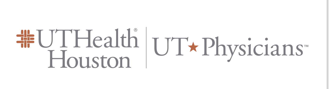 UTHealth Houston and UT Physicians lockup, horizontal, icon left, 2-line UTHealth Houston, color variant, cell 95